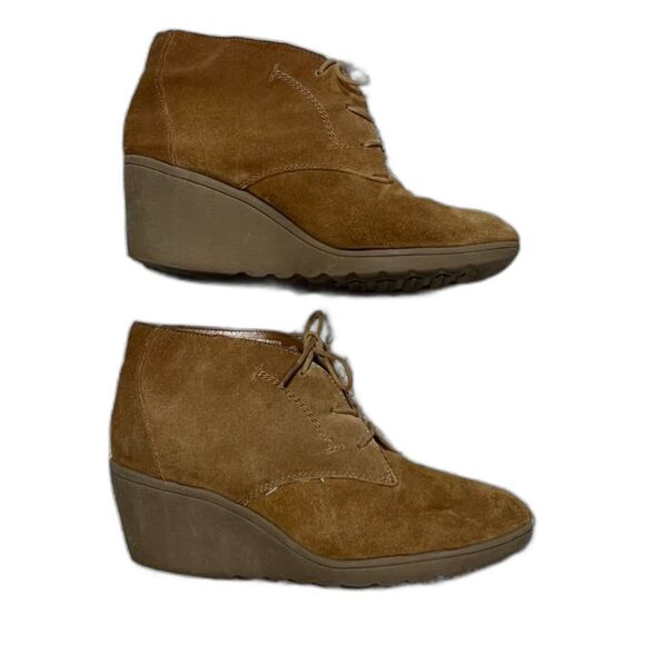 White Mountain Kahlua Women's Suede Leather Wedge Ankle Booties Size 10M - Picture 12 of 12